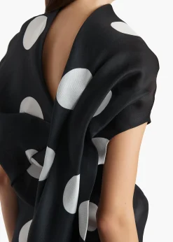 Tatia Dress in Black with White Large Dots