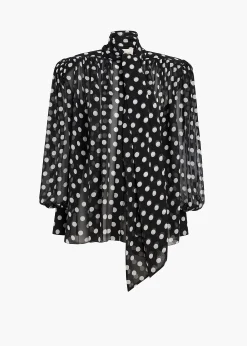 Vali Top in Black with White Dots