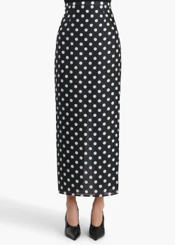 Winton Skirt in Black with White Dots